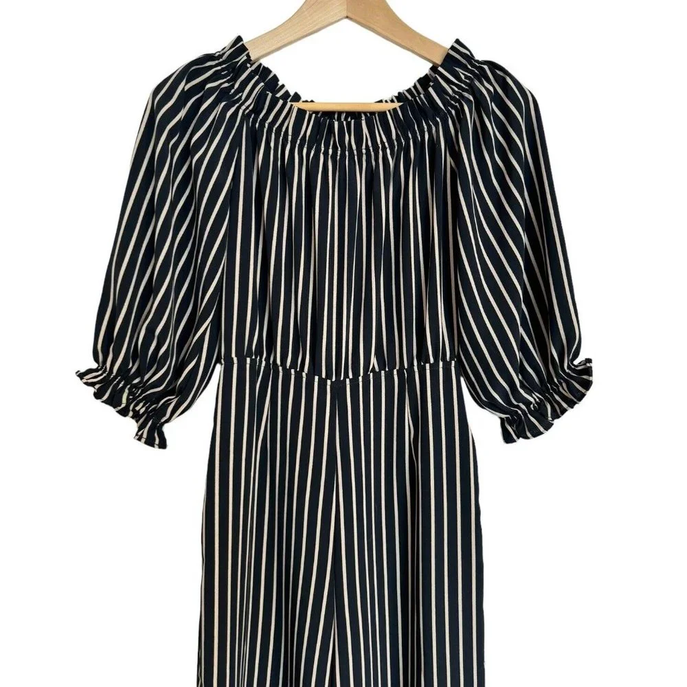 Olivaceous Small Jumpsuit Striped Short Sleeve Polyester Ruffle Neckline NWT